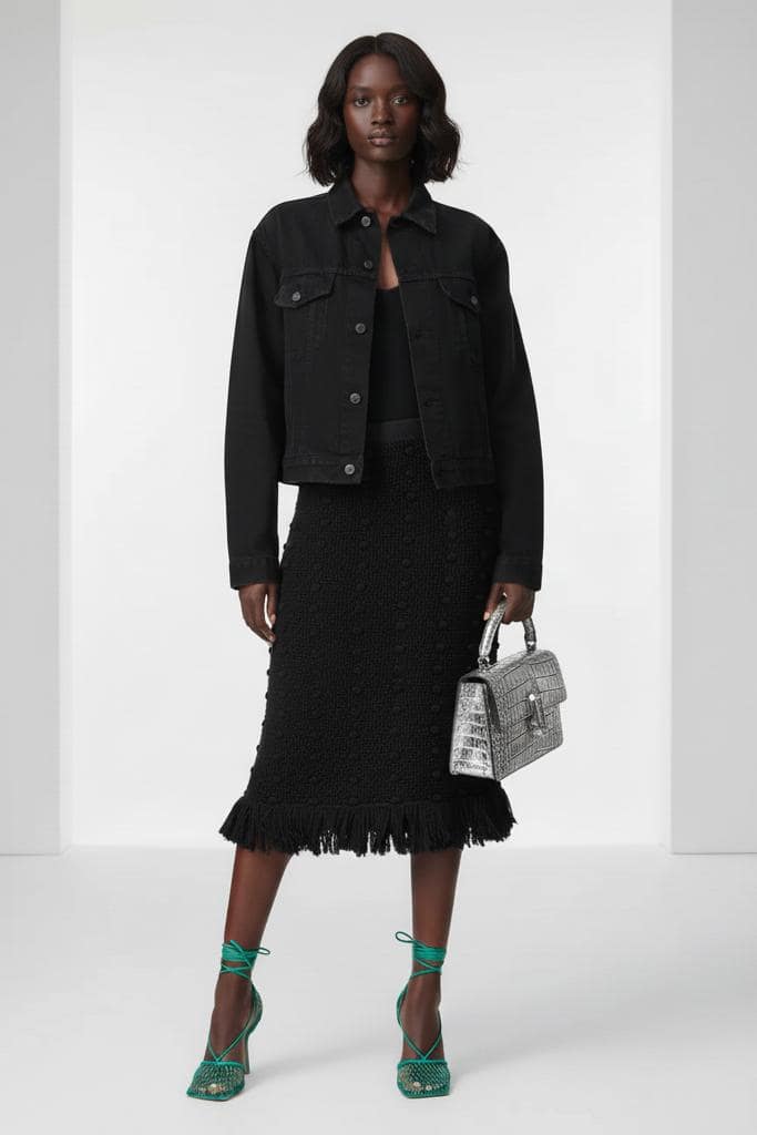 Balenciaga Denim Jacket With Iconic Monogram Balenciaga Denim Jacket With Iconic Monogram