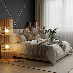 This Japanese rattan floor lamp brings tranquility, style, and natural warmth to your living room, bedroom, meditation corner, or any modern interior.